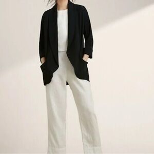 Wilfred Chevalier Blazer Size 2 Black Tuxedo Longline Jacket Satin Shawl Collar